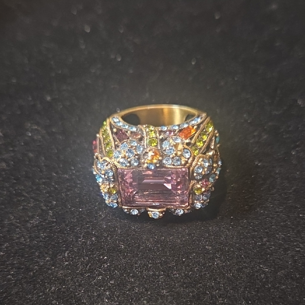 Heidi Daus Damselfly Amethyst Multicolor Crystal Ring